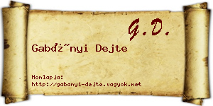 Gabányi Dejte névjegykártya